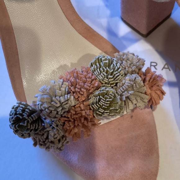 Loeffler Randall Pink Suede Floral-Appliqué Ankle-Strap Heels - Picture 3 of 5